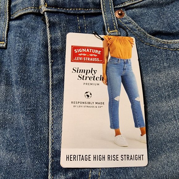 Signature by Levi Strauss Womens Heritage High Rise Straight Super Stretch Denim - Picture 3 of 10